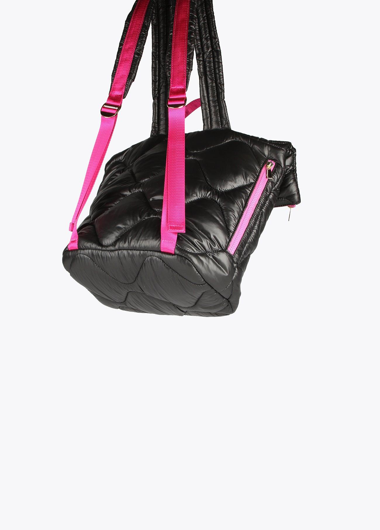 12425002-Quilted backpack with fuchsia piping-Black