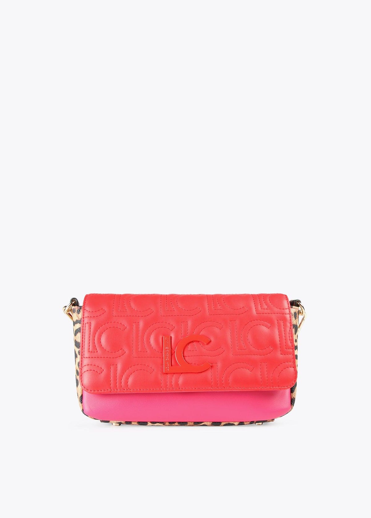 12427004-Two-tone animal print crossbody bag-Red