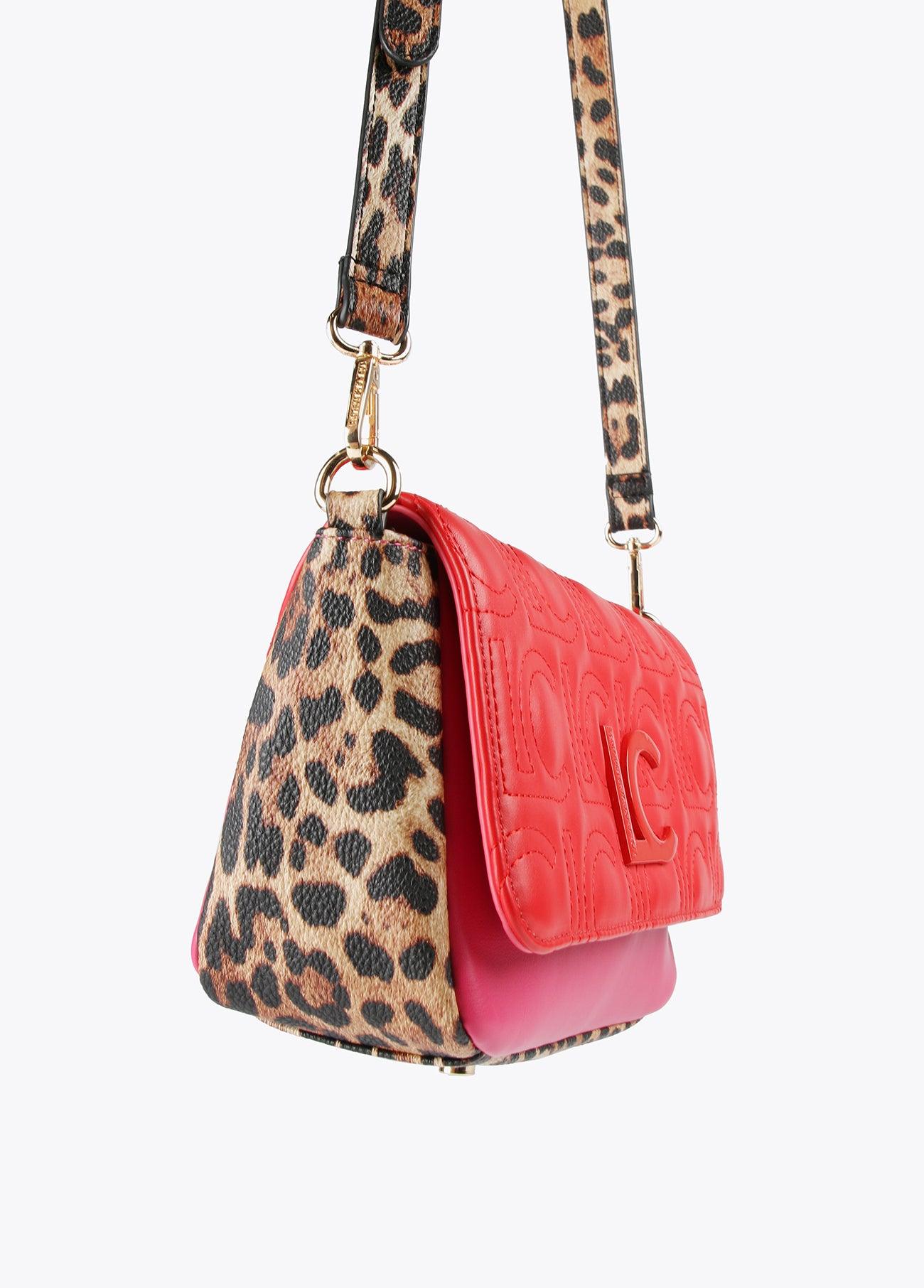 12427004-Two-tone animal print crossbody bag-Red