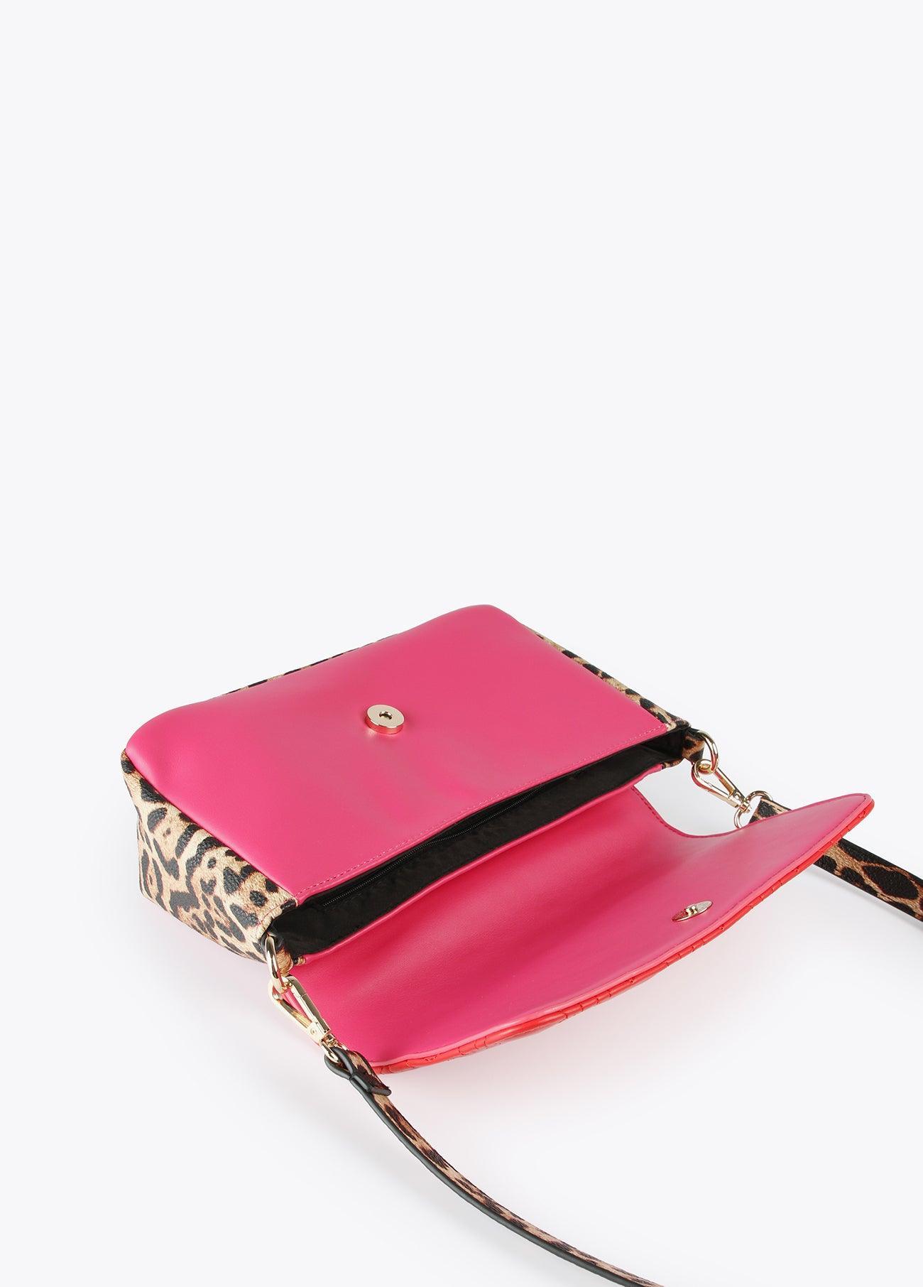 12427004-Two-tone animal print crossbody bag-Red