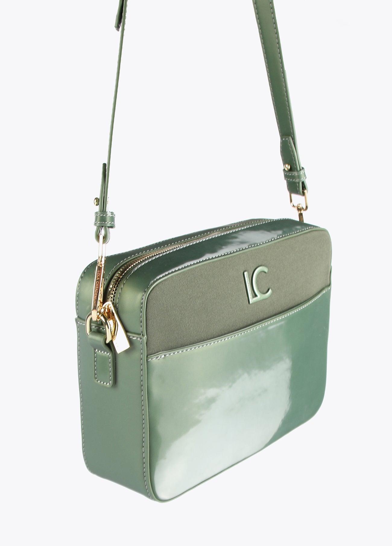 12427008-Laminated effect crossbody bag-Green