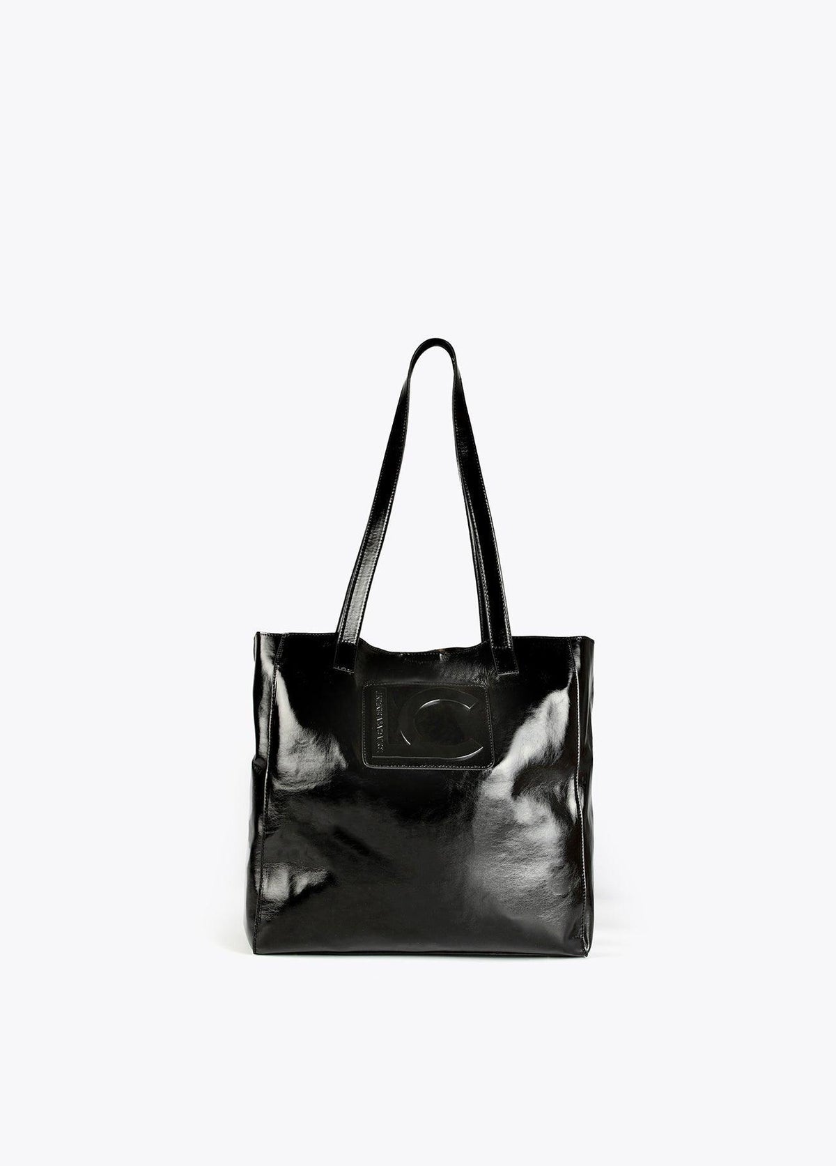 12428004-Faux leather tote bag-Black