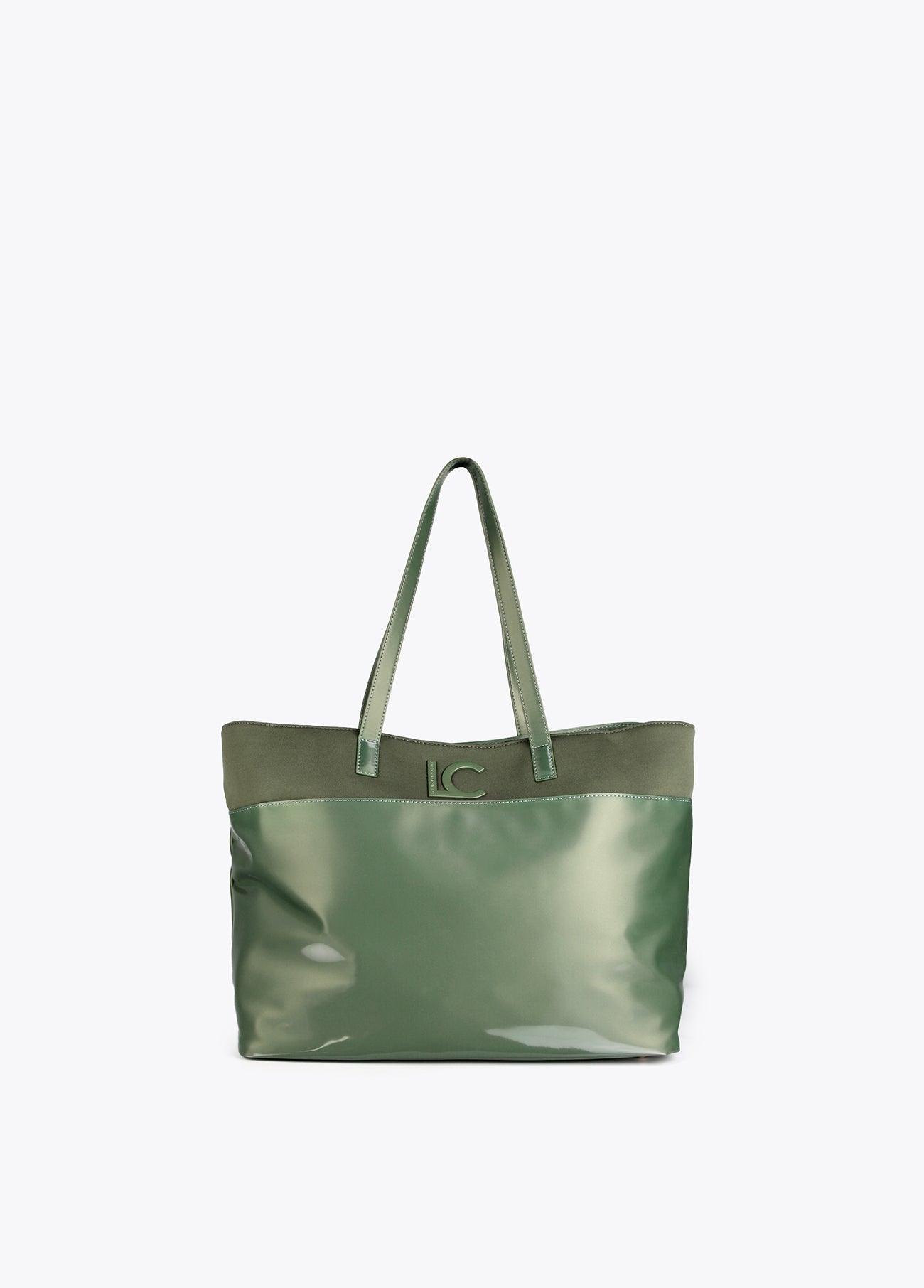 12428014-Laminated effect tote bag-Green