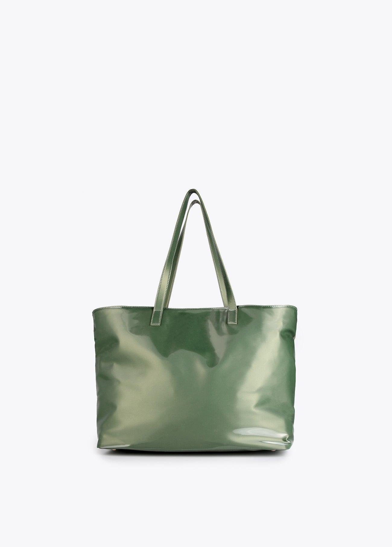 12428014-Laminated effect tote bag-Green