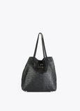 12428039-Embossed monogram tote bag-Black