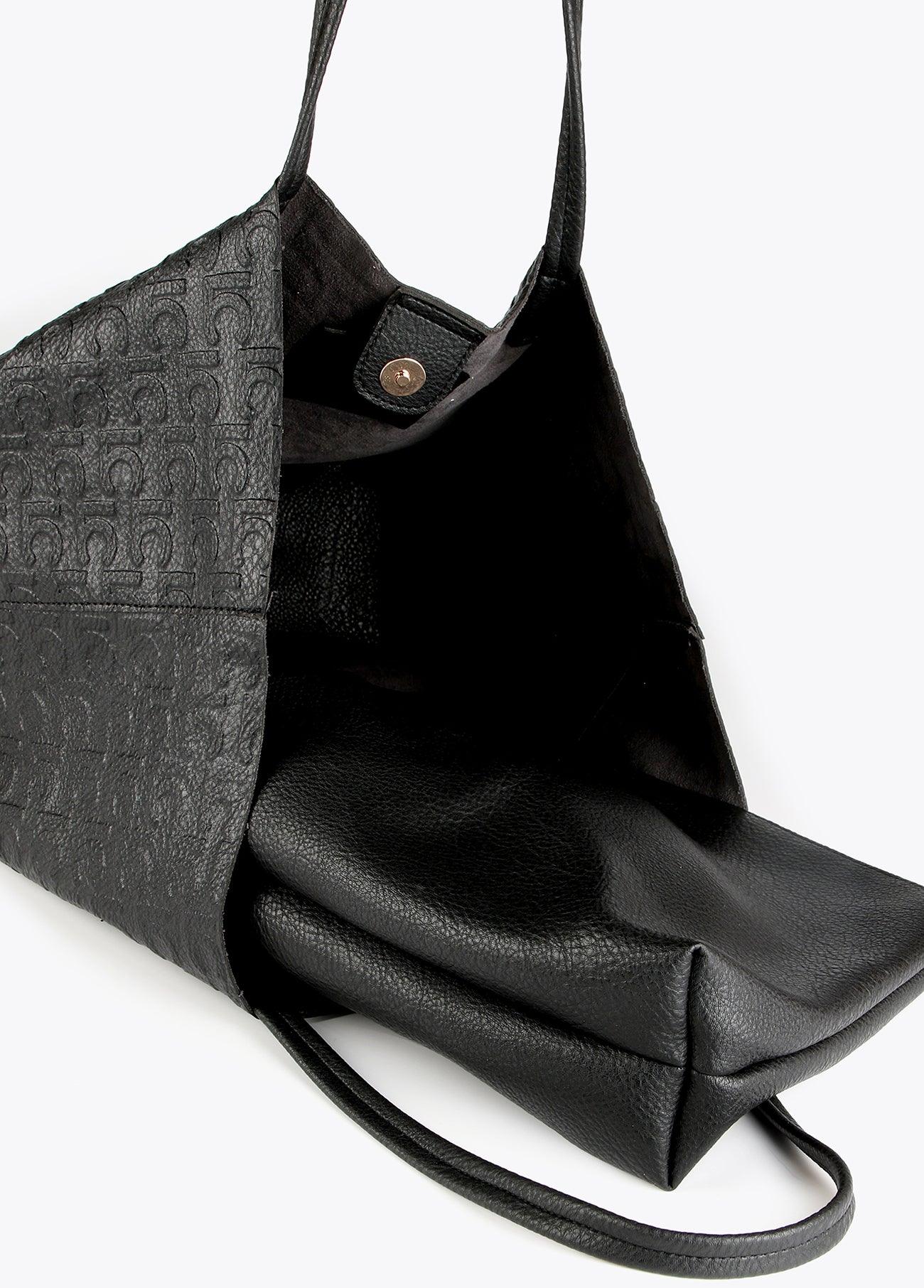 12428039-Embossed monogram tote bag-Black