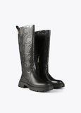 12433004-Logo knee-high boots-Black