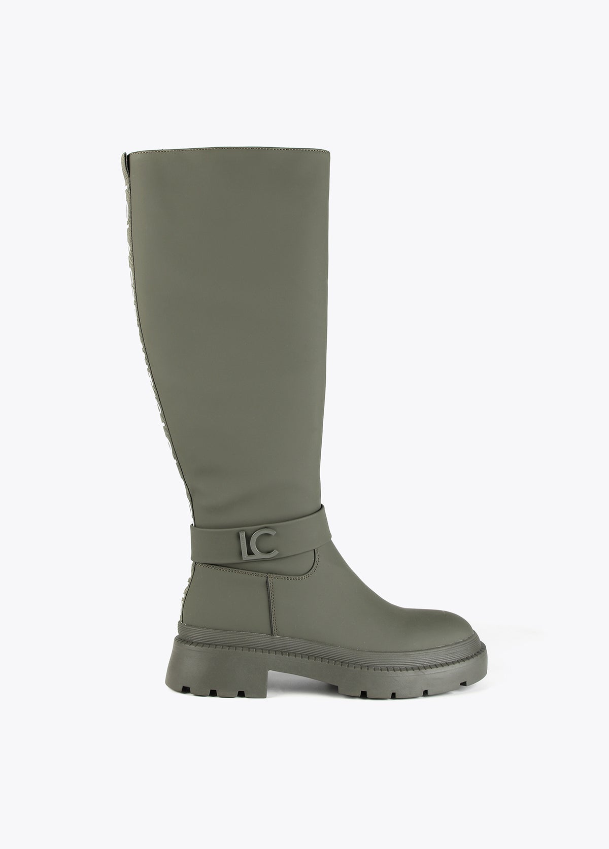 12433007-Rubberised knee-high boots-Kaki