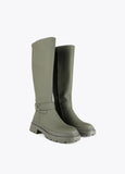 12433007-Rubberised knee-high boots-Kaki