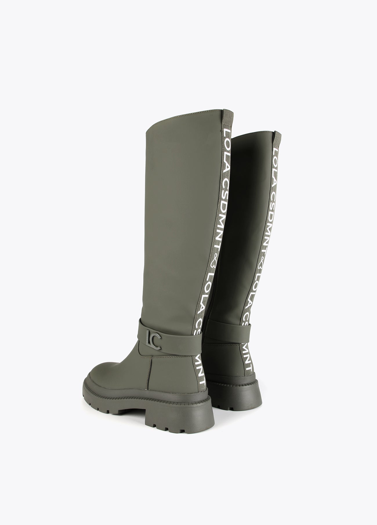 12433007-Rubberised knee-high boots-Kaki