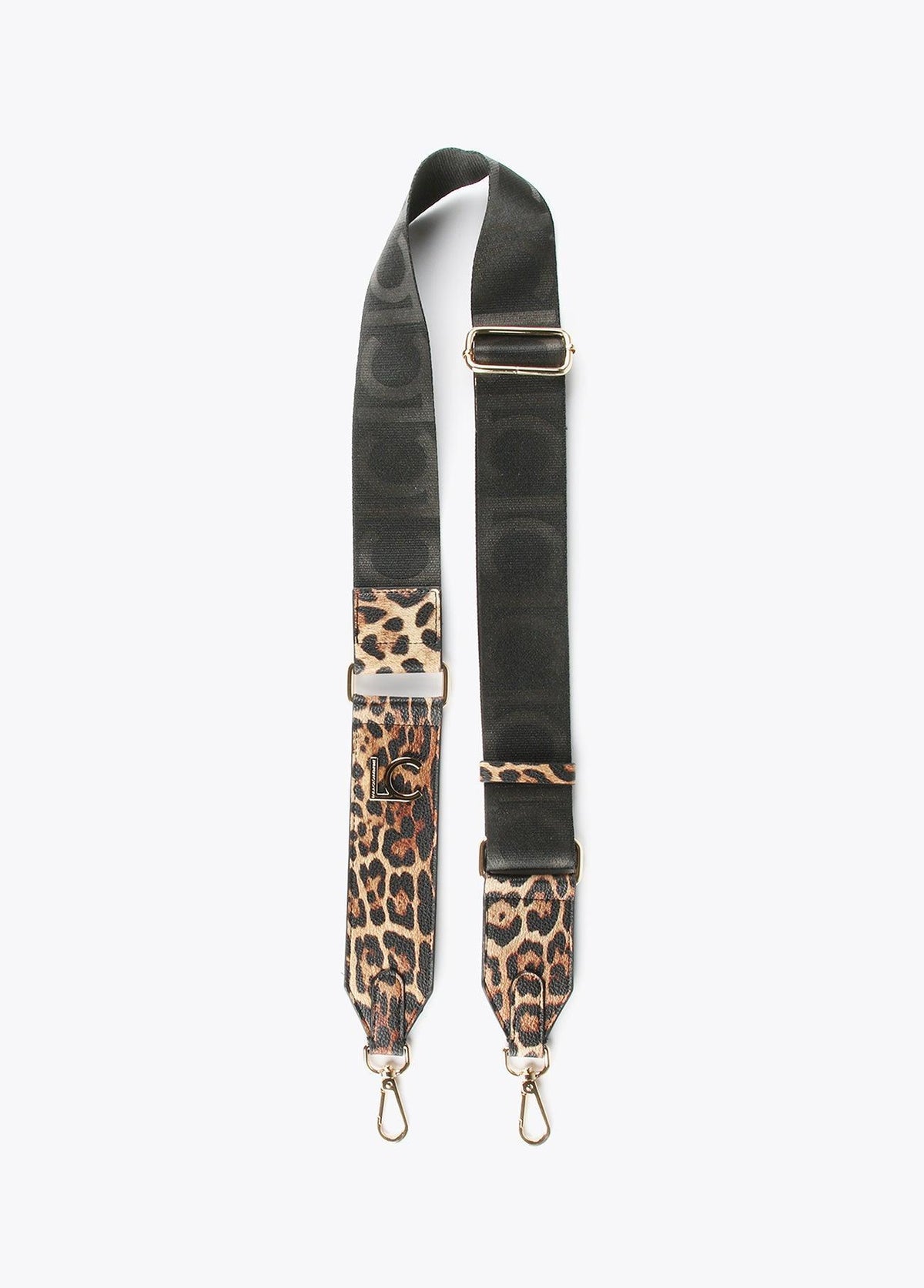 12454002-Animal print bag strap-Black