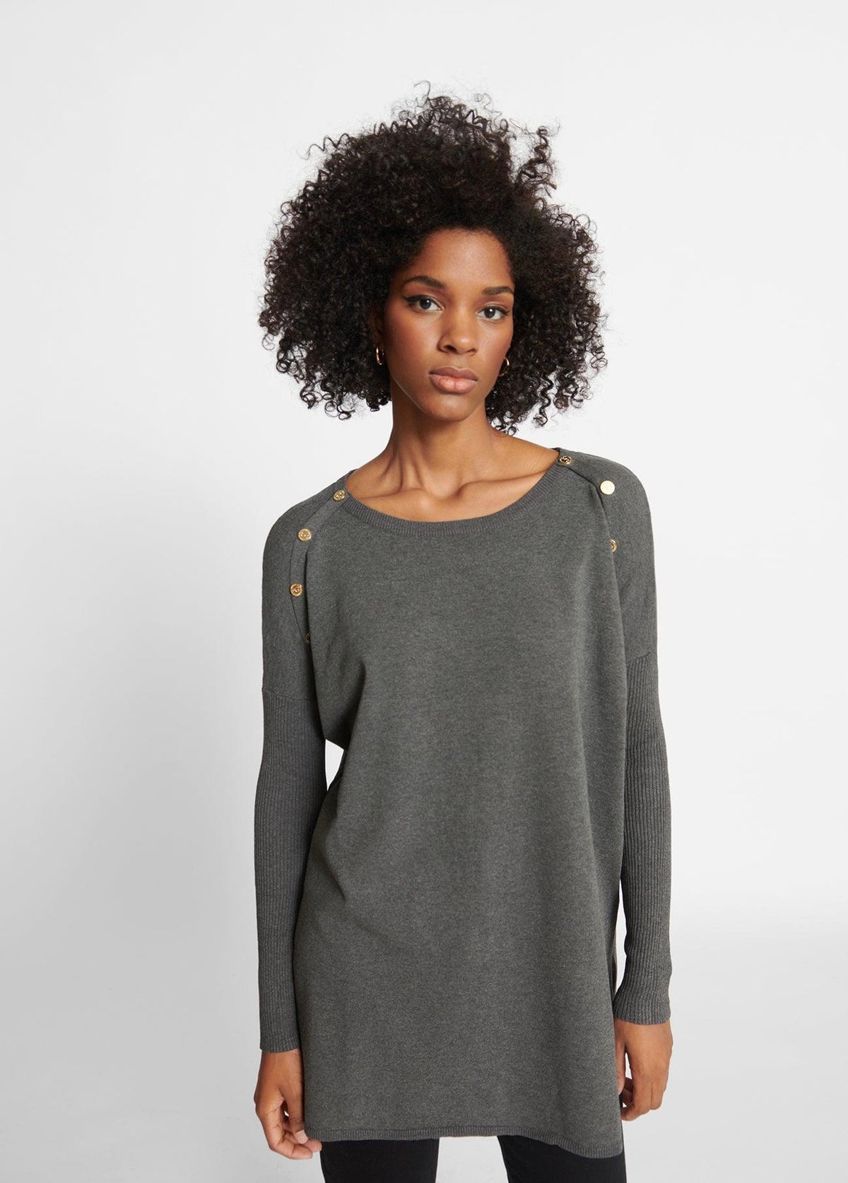 12461004-Long buttoned sweater-Grey