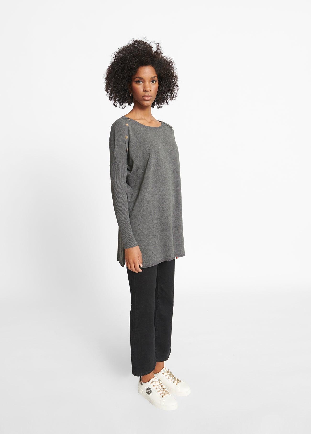 12461004-Long buttoned sweater-Grey