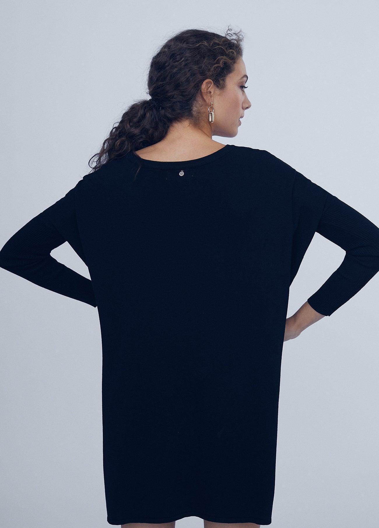 12461004-Long buttoned sweater-Black