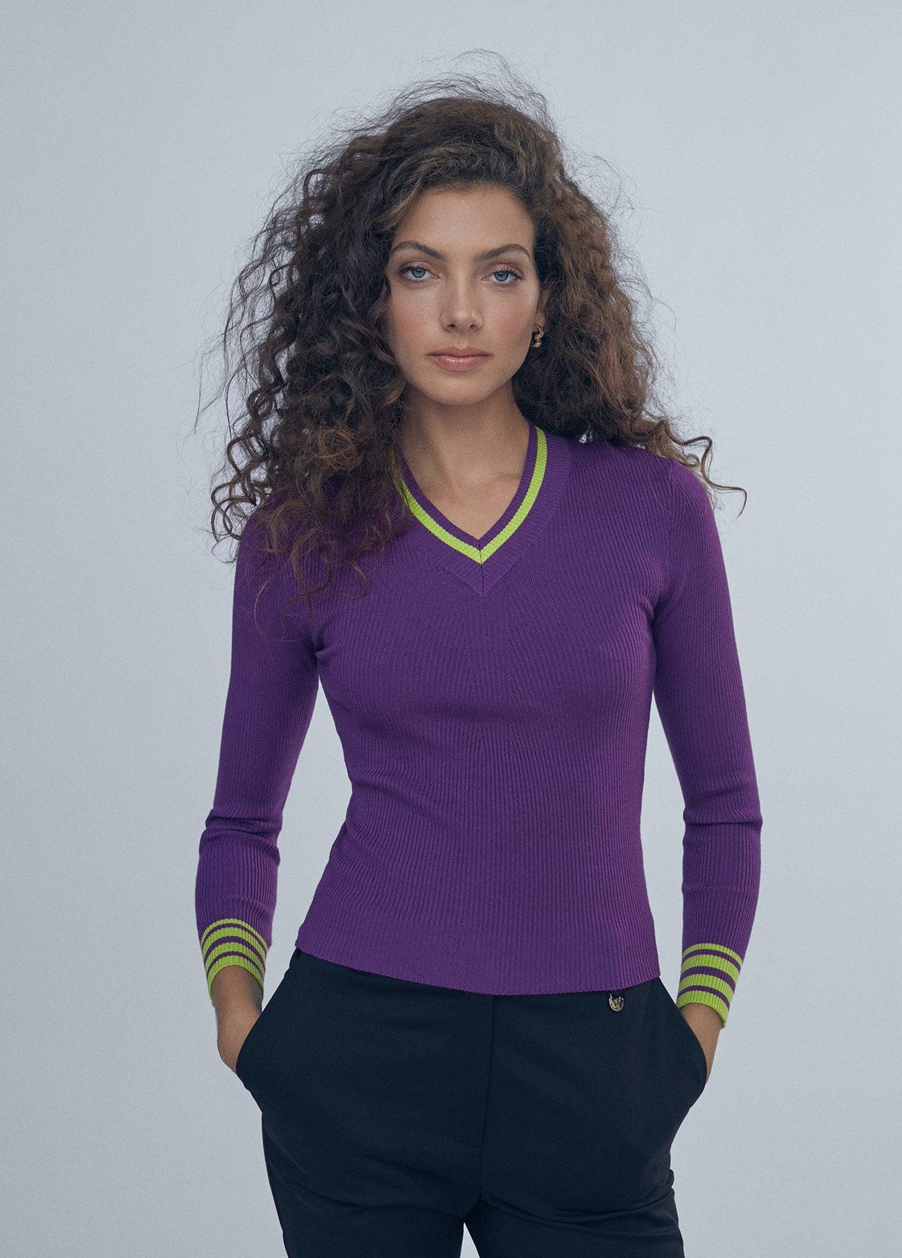 12461005-Sweater with collar detail-Lilac