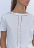 12462020-T-shirt with stud details-White