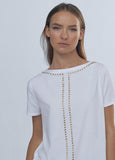 12462020-T-shirt with stud details-White