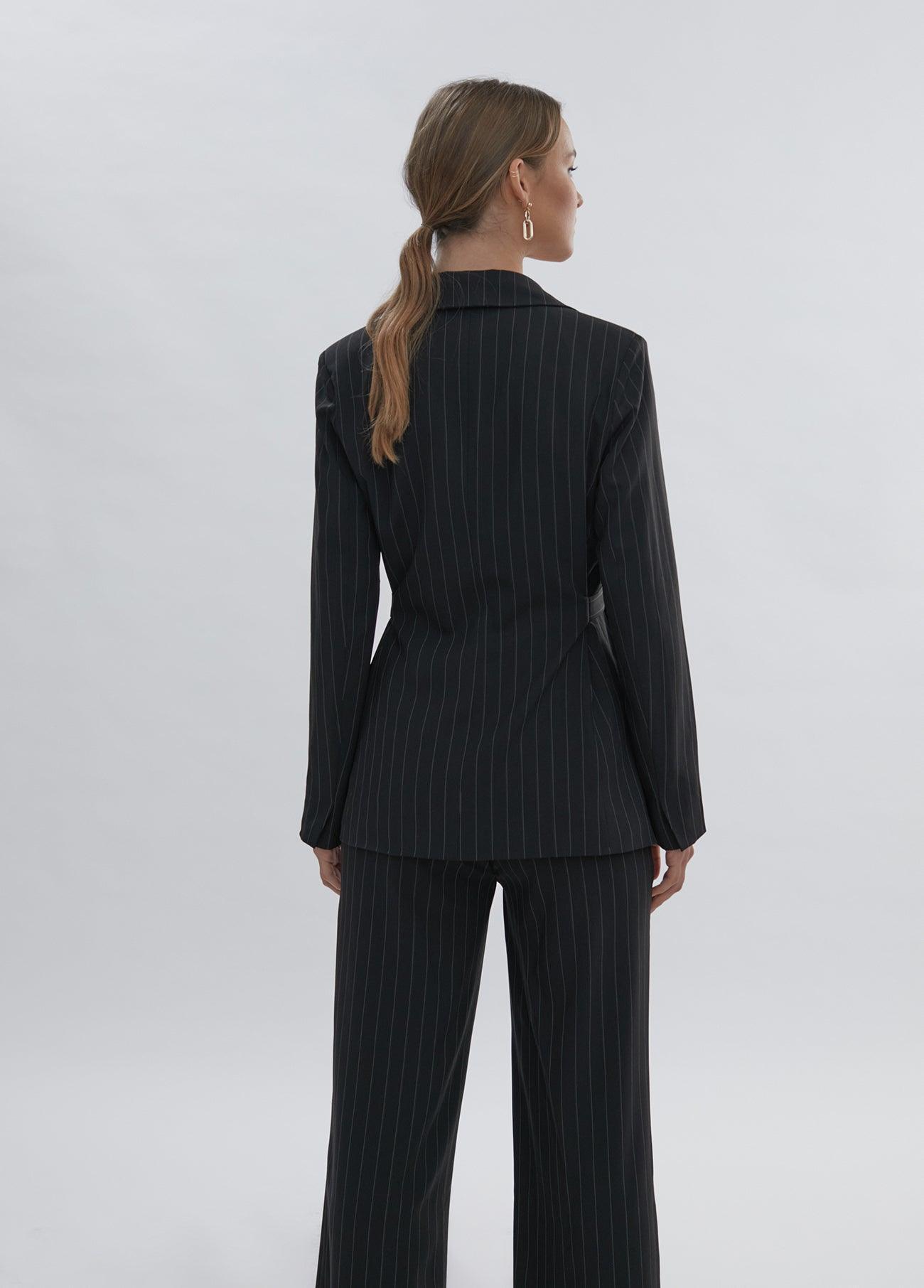 12463012-Pinstripe blazer-Black