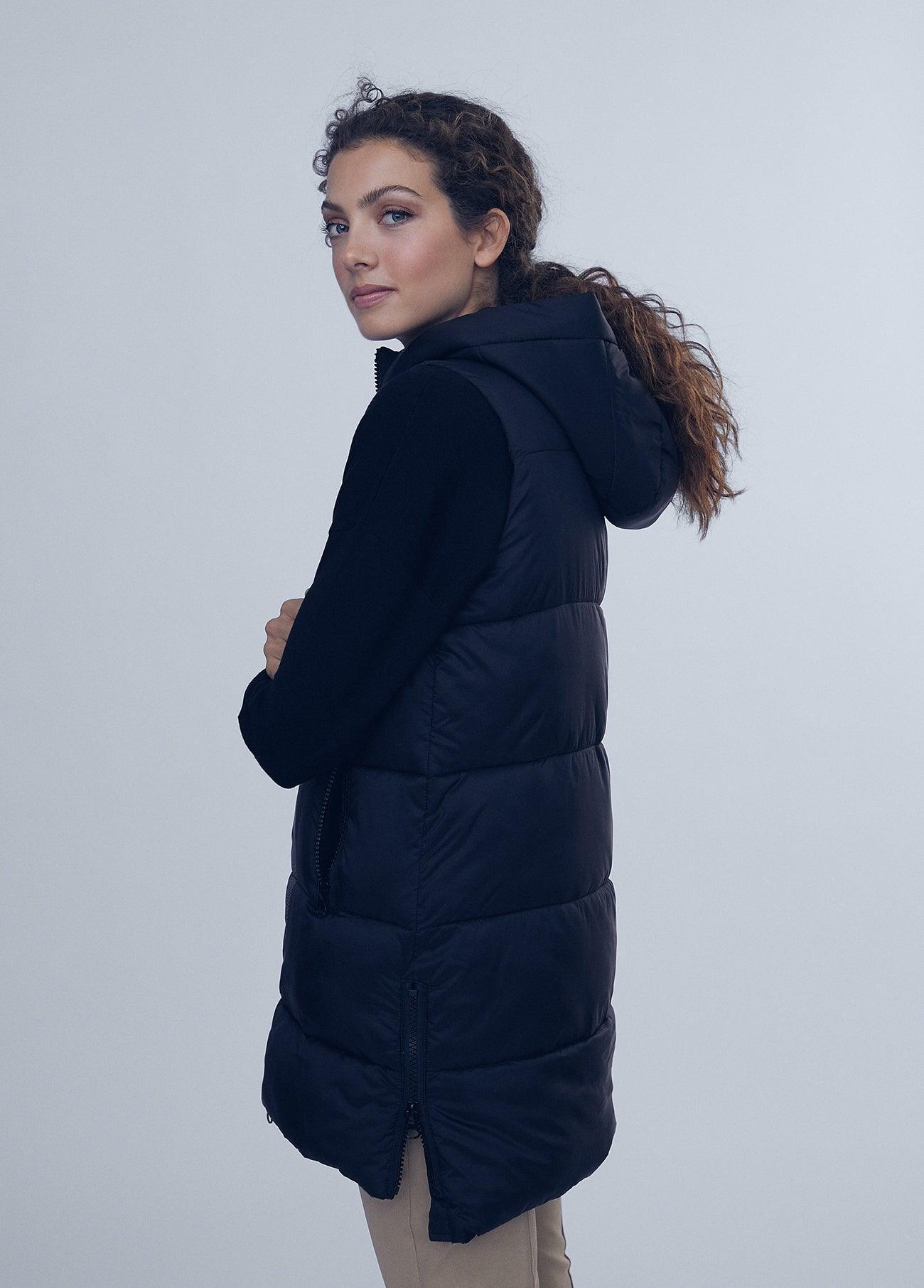 12464011-Long padded gilet-Black