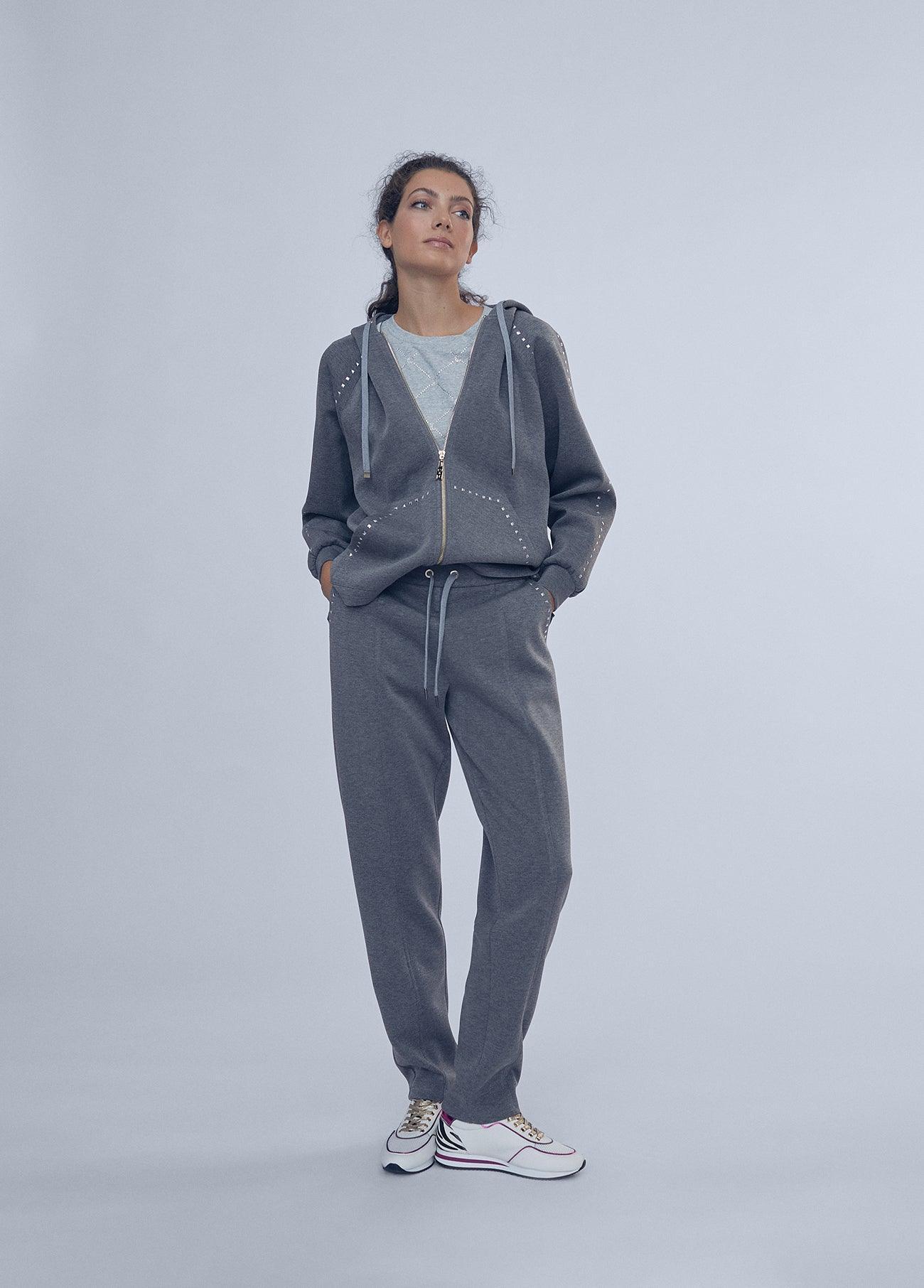 12467019-Trousers with drawstring detail-Grey