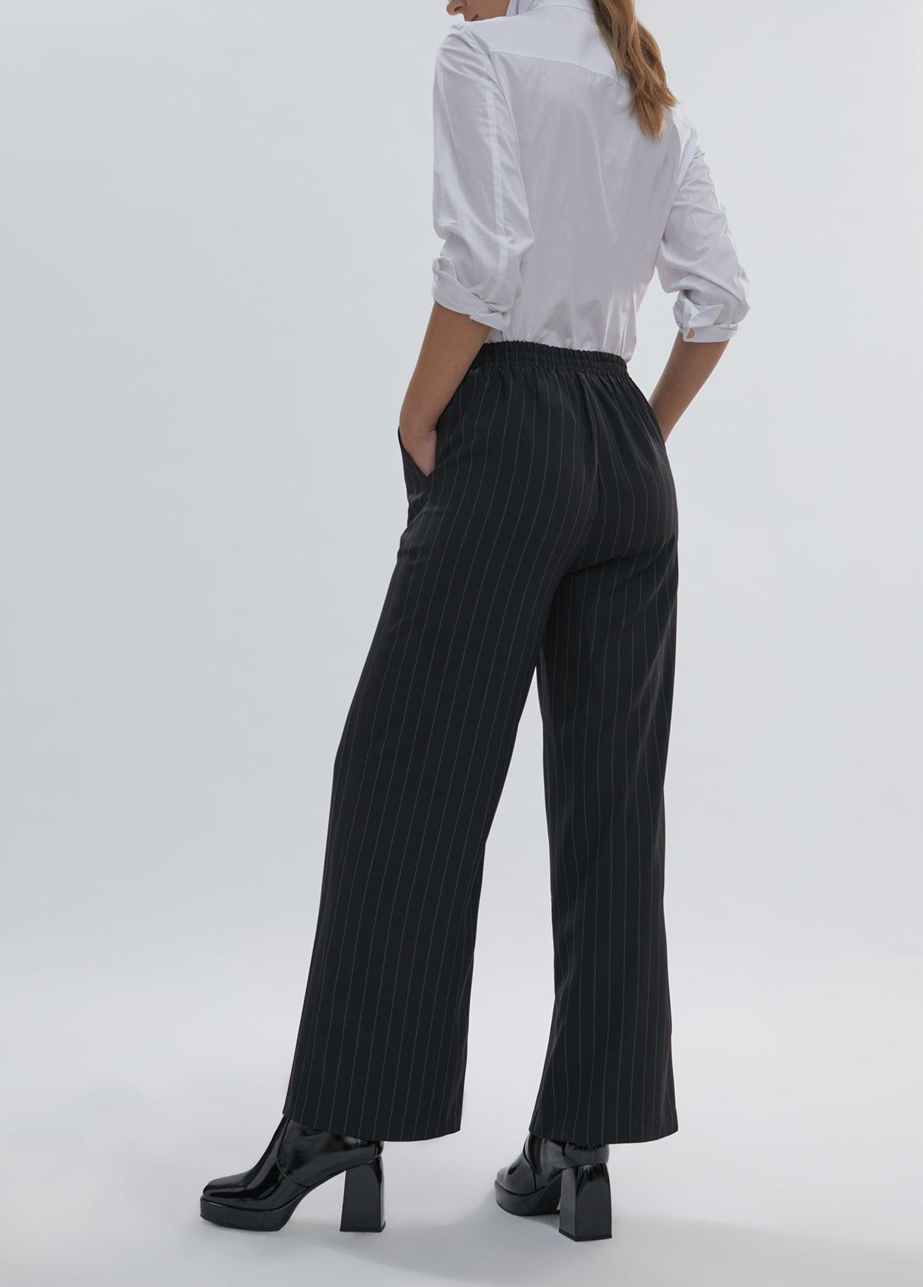 12467029-Pinstripe trousers-Black