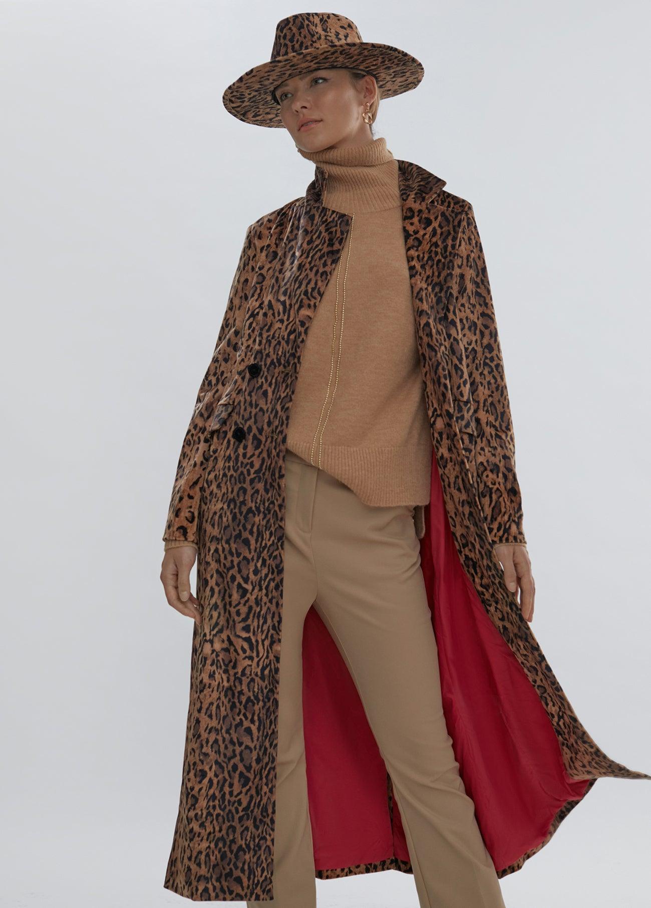 12470009-Long animal print coat-Multi