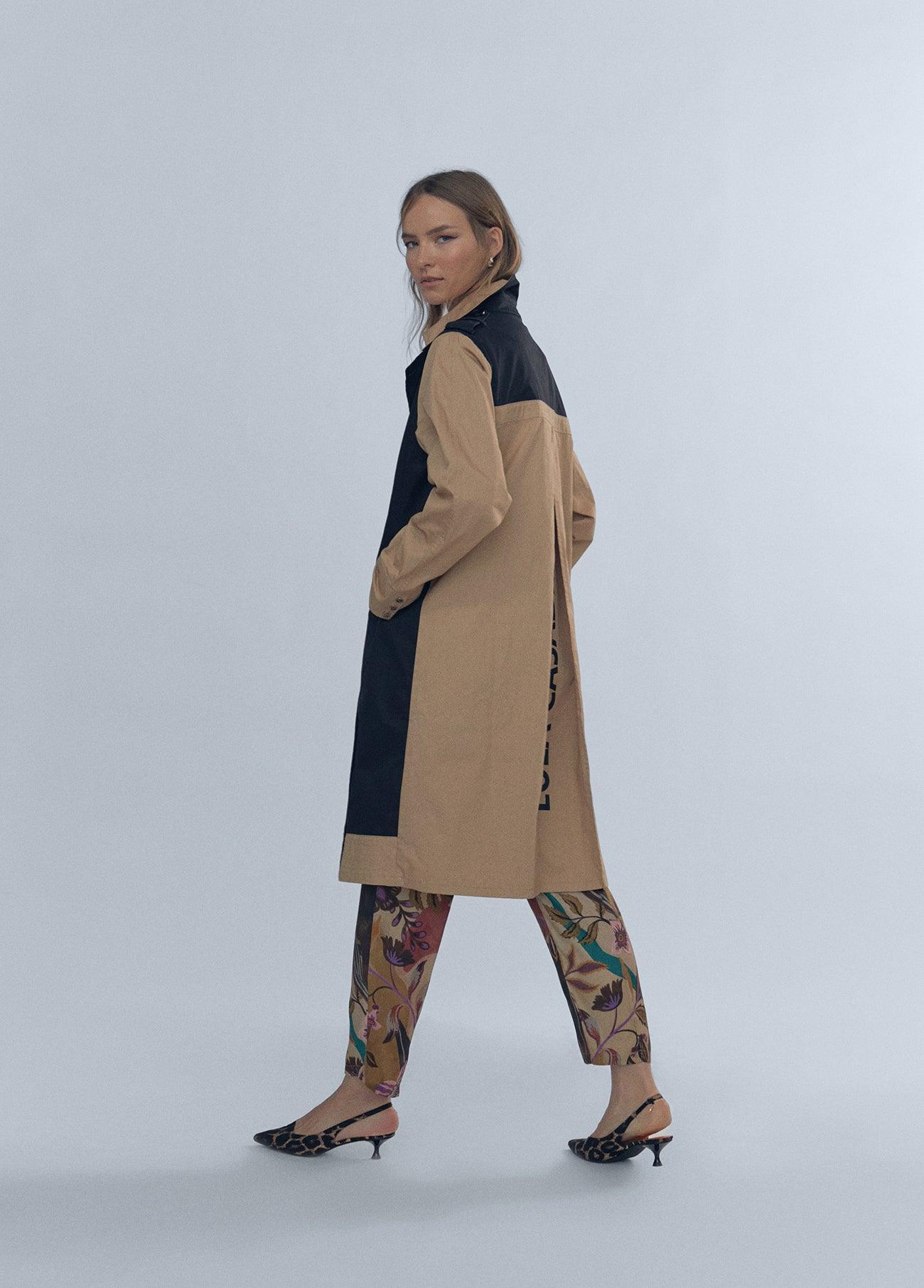 12470012-Contrast trench coat-Multi