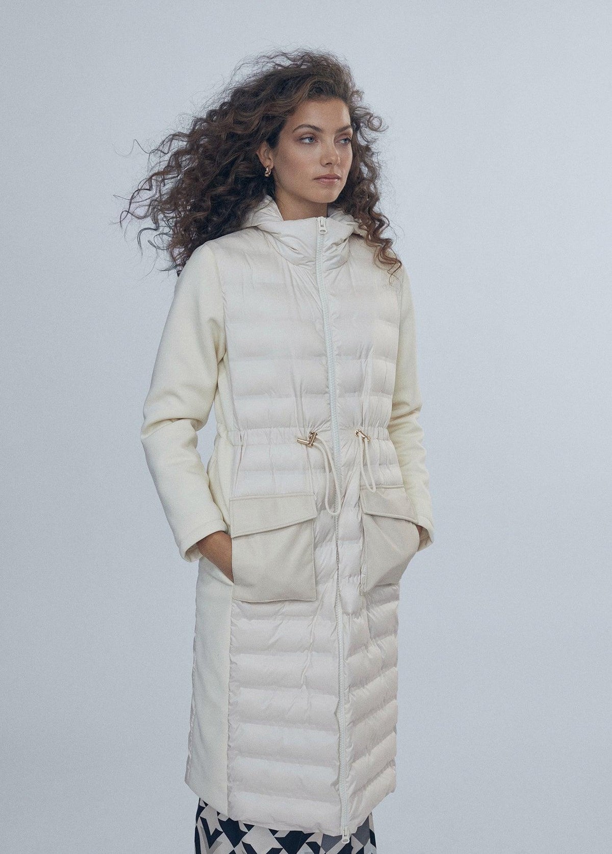 12470017-Quilted jacket with sleeve detail-Ivory