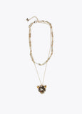 32411003-Double necklace with a leopard head-Golden