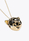 32411003-Double necklace with a leopard head-Golden