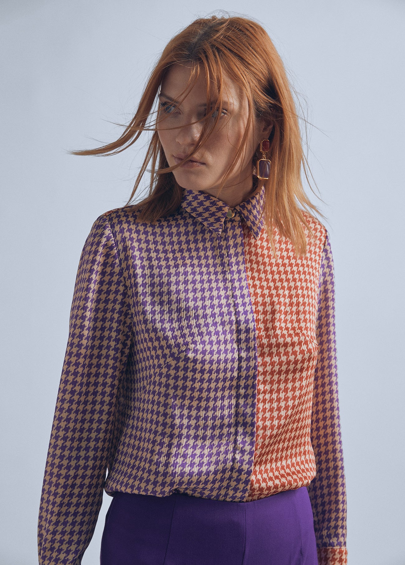 32460033-Houndstooth shirt-Multi