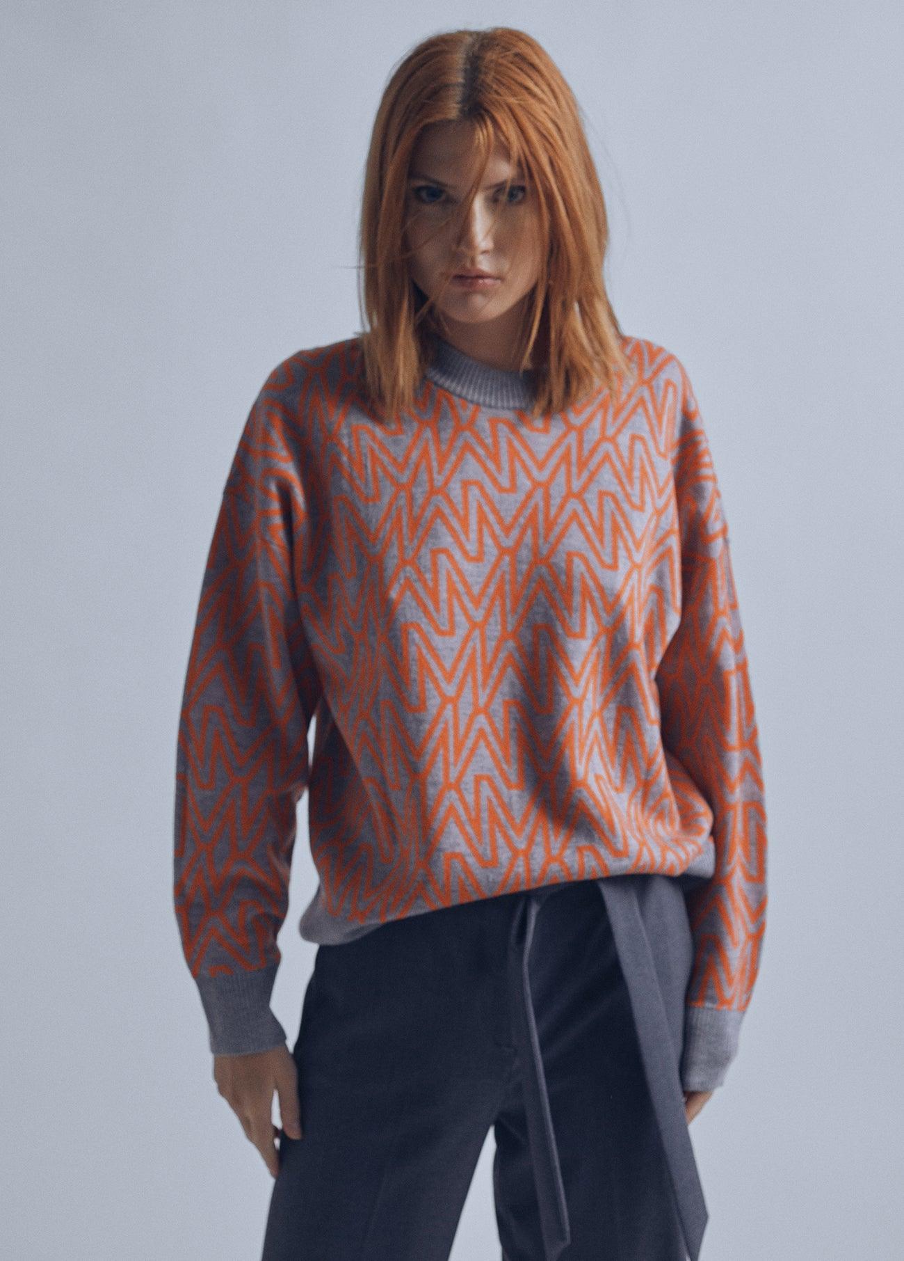 32461012-M crew neck sweater-Orange