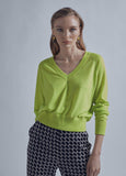 32461017-Basic V-neck sweater-Lime