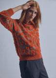 32461021-Animal print knit sweater-Orange