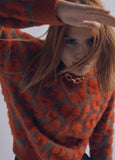 32461021-Animal print knit sweater-Orange