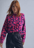 32461021-Animal print knit sweater-Pink