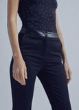 32467006-Flared trousers with leather detail-Black