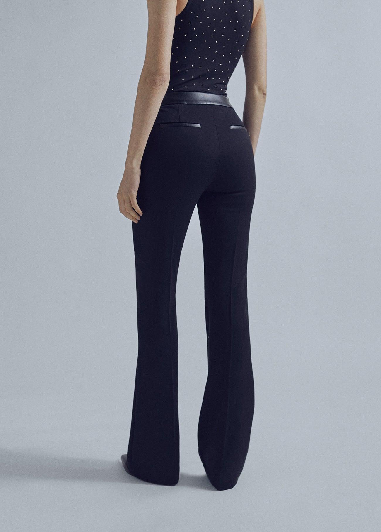 32467006-Flared trousers with leather detail-Black