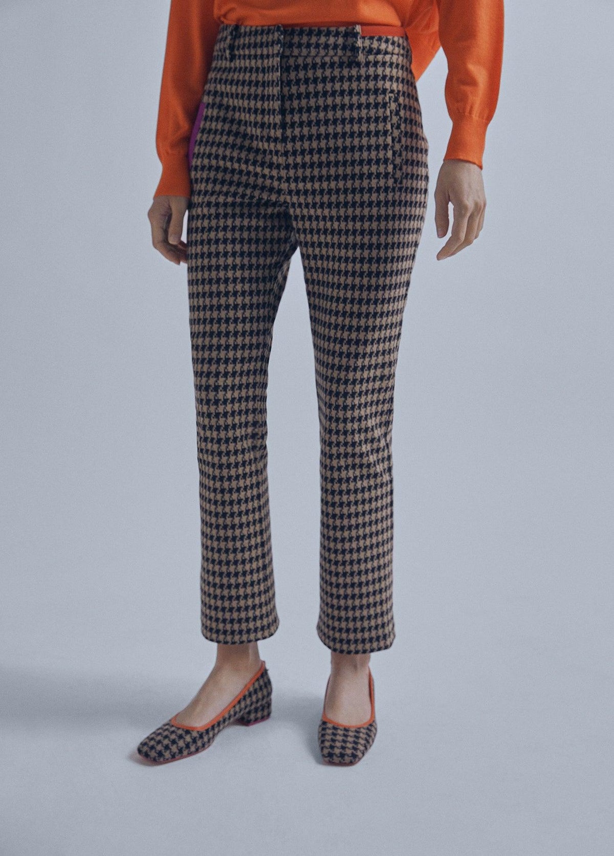 32467010-Kick flare leg houndstooth trousers-Multi