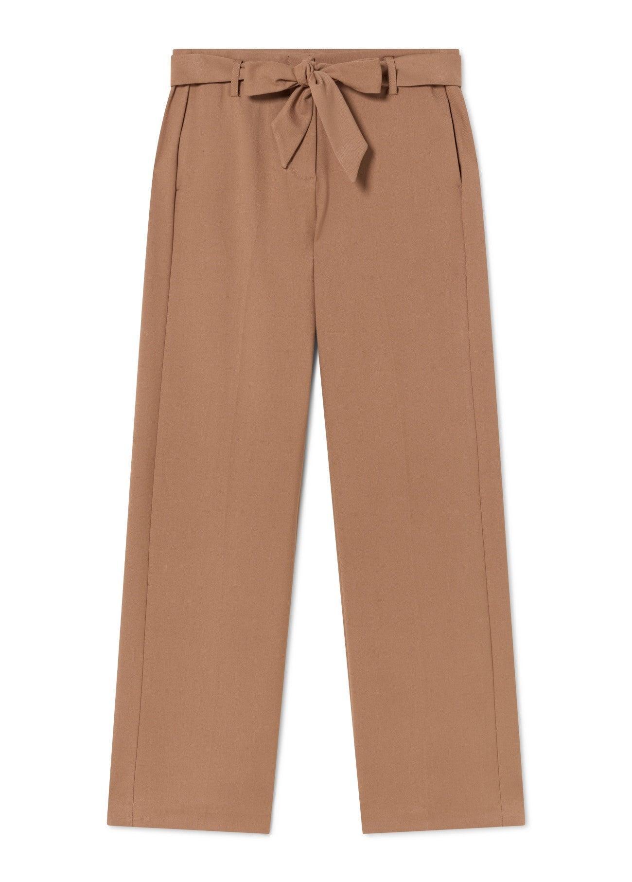 32467024-Straight palazzo trousers-Camel