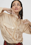 LS2402014-Beige-Monochrome bomber jacket with pockets