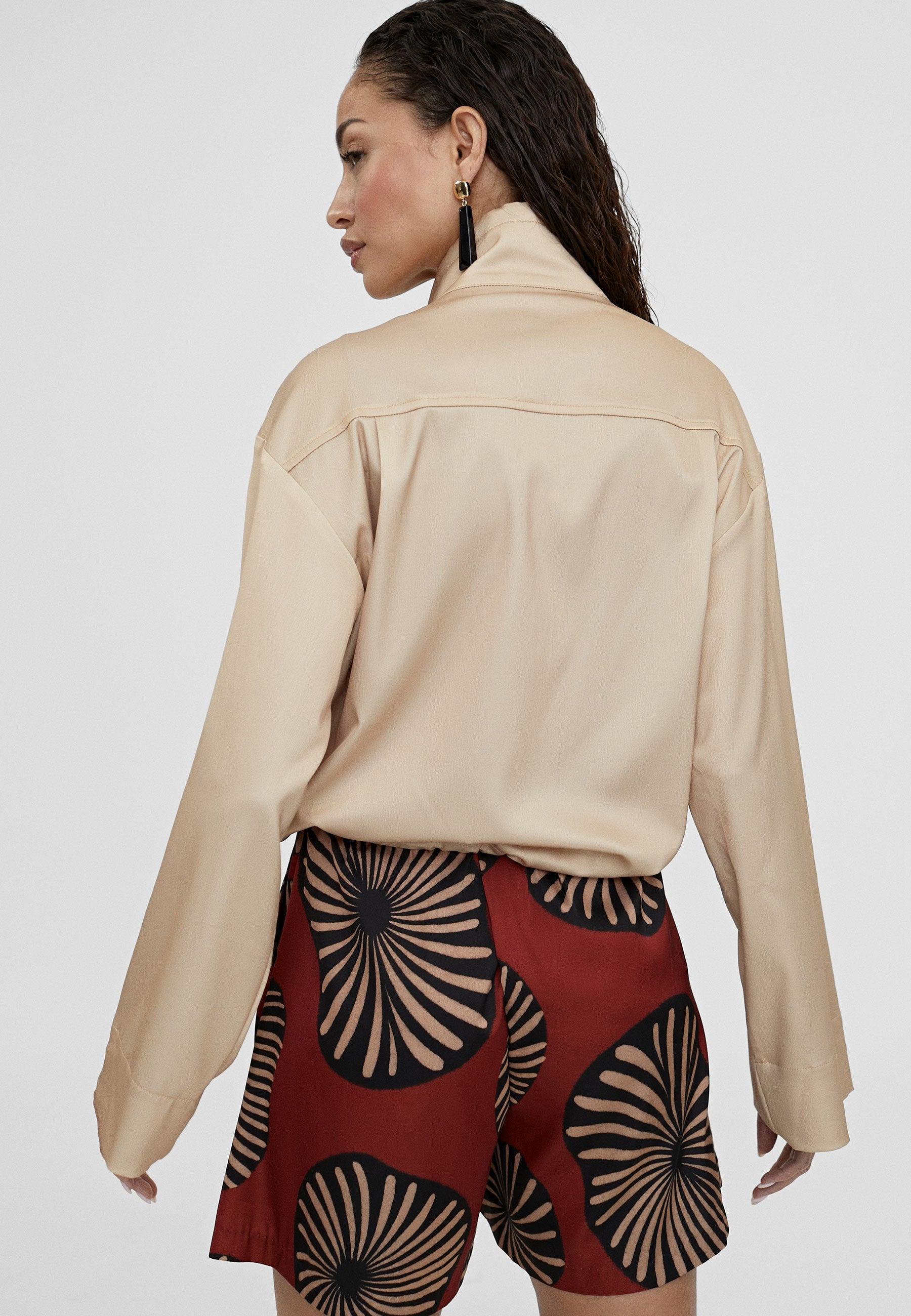 LS2402014-Beige-Monochrome bomber jacket with pockets