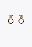 LS2403006-Gold-Leopard face and hoop earrings