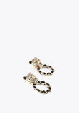 LS2403006-Gold-Leopard face and hoop earrings