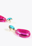 LS2403028-Fuchsia-Colourful two-piece earrings