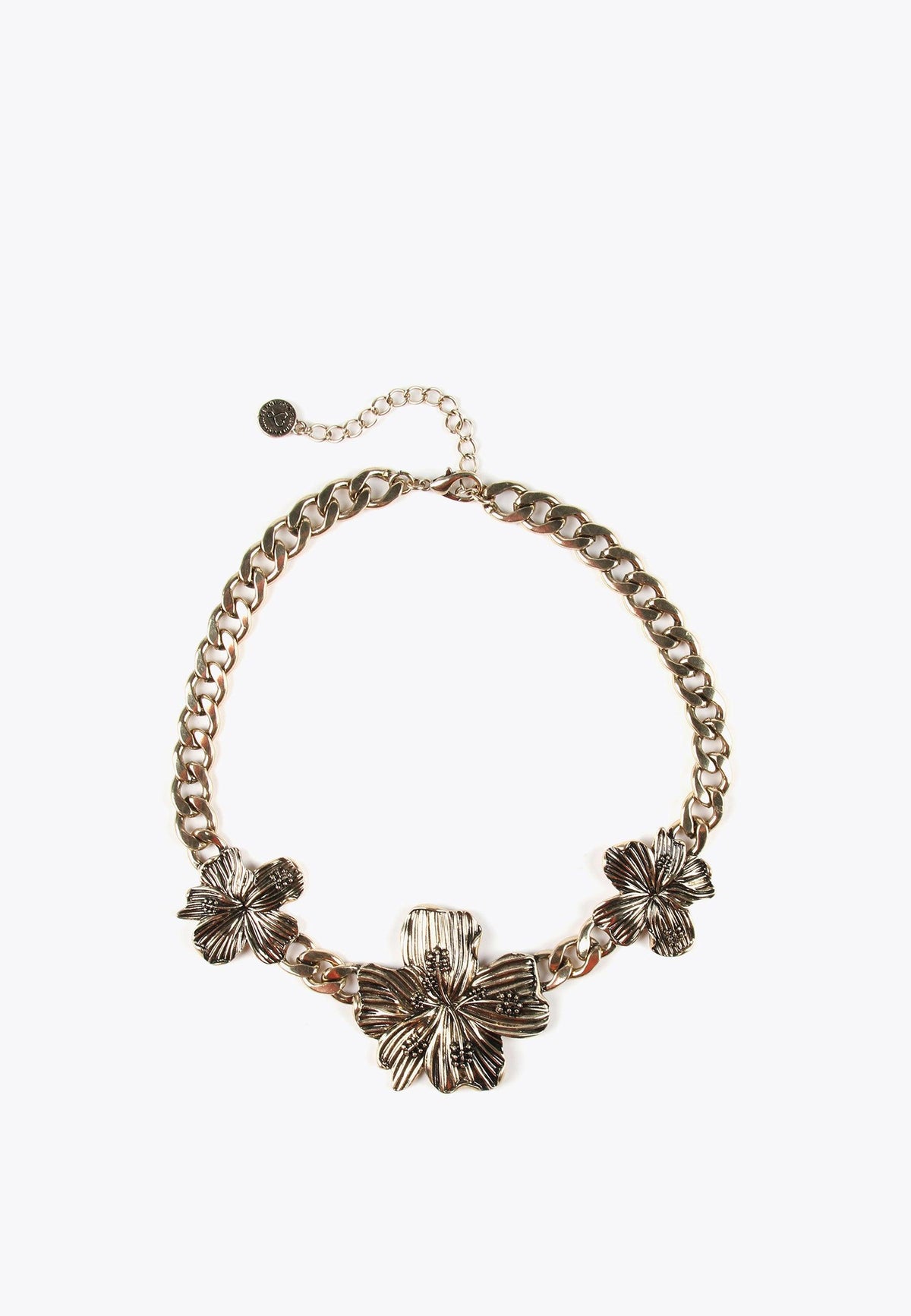 LS2403038-Gold-Golden necklace with flowers