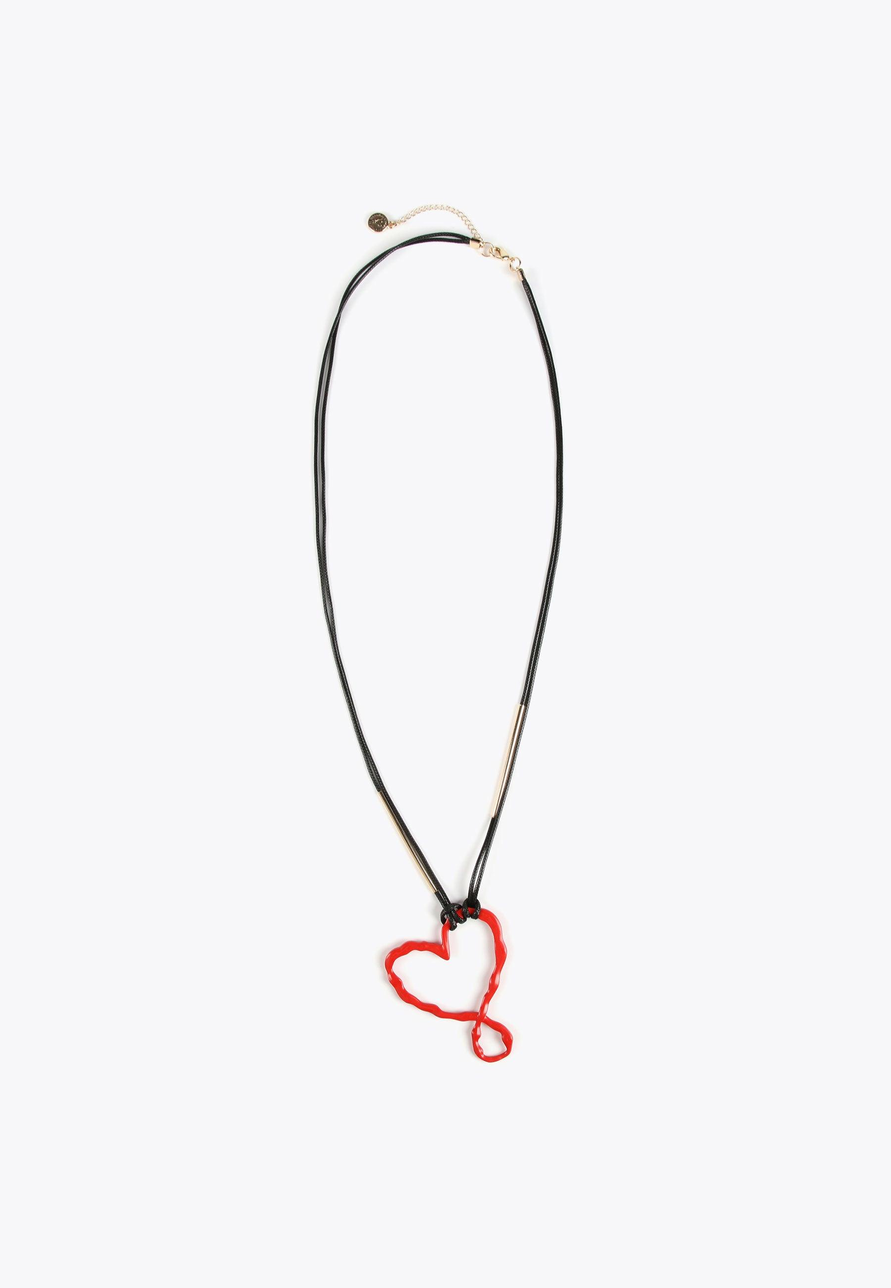 LS2403047-Red-Long infinity heart necklace