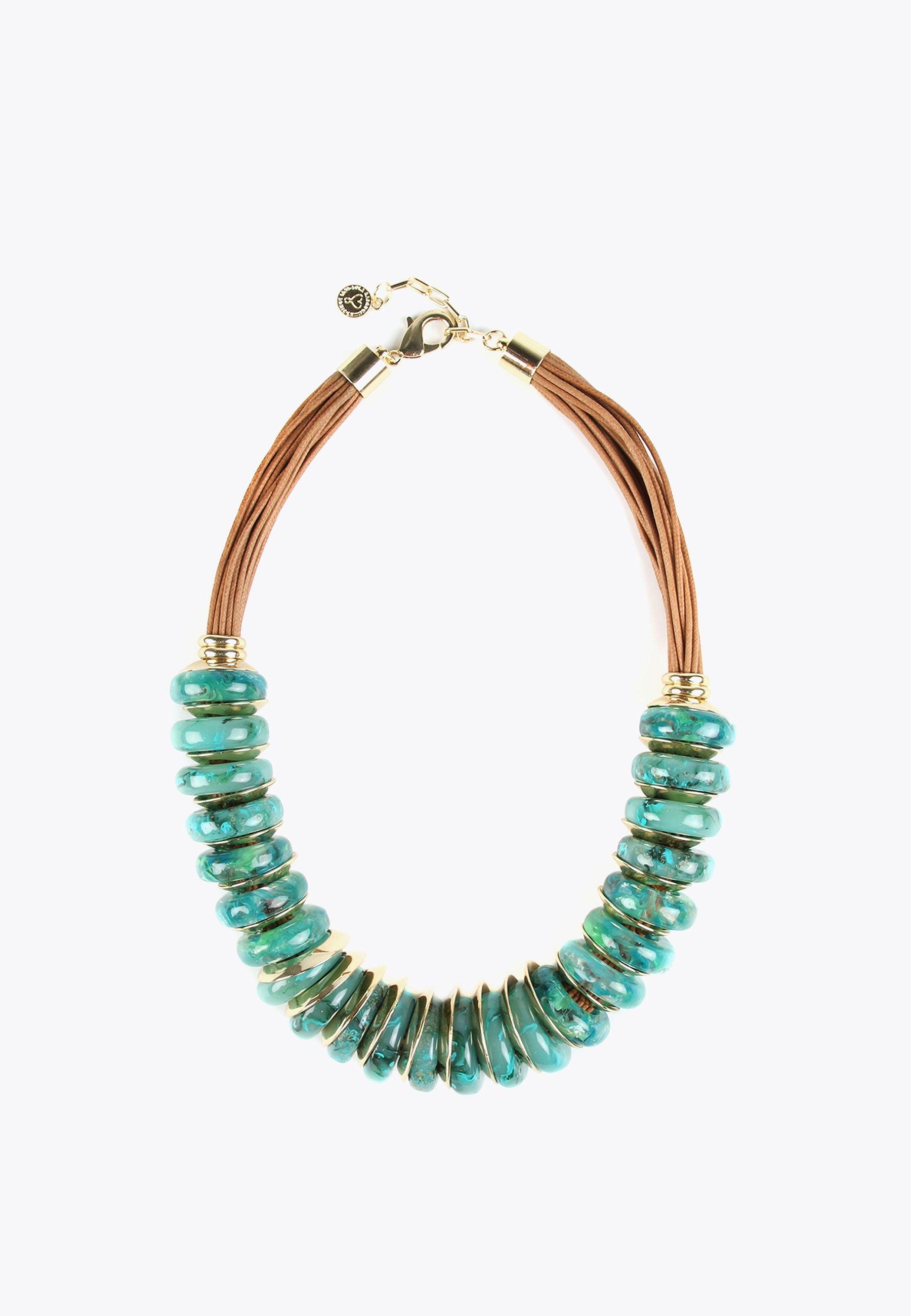 LS2403059-Turquoise-Turquoise multi-piece necklace