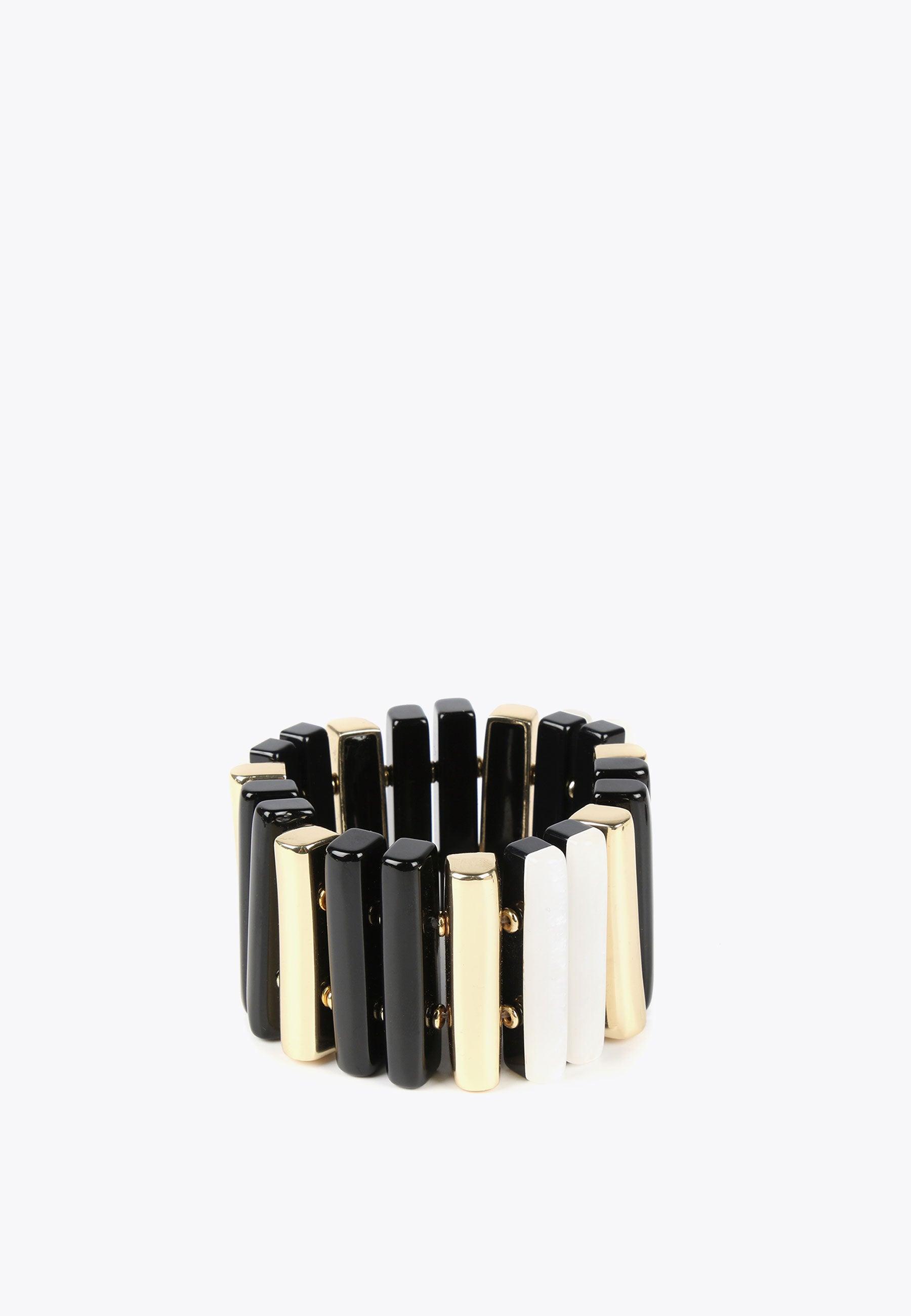 LS2403090-White-Black-Bracelet with three-coloured pieces