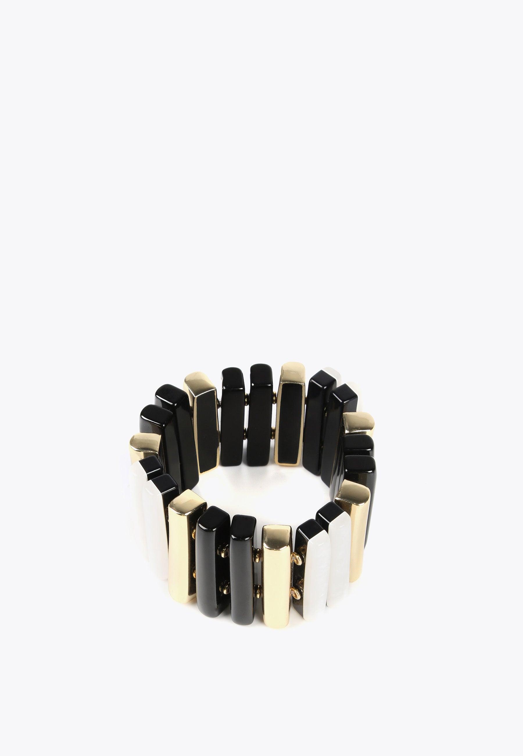 LS2403090-White-Black-Bracelet with three-coloured pieces